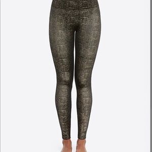 Spanx Black and Gold Velvet Leggings